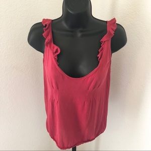 Prada Red Swoop Neck Knit Tank Top Italian Size 42